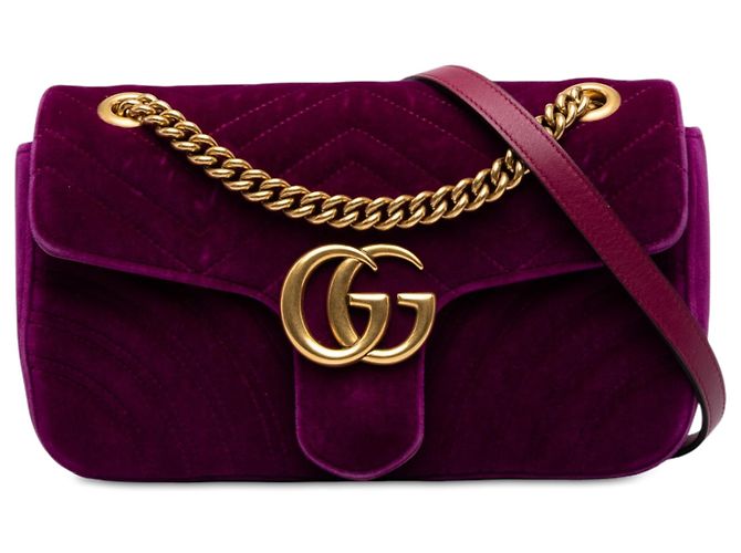 Borsa a tracolla Gucci GG Marmont Matelassé in velluto viola Medium Porpora