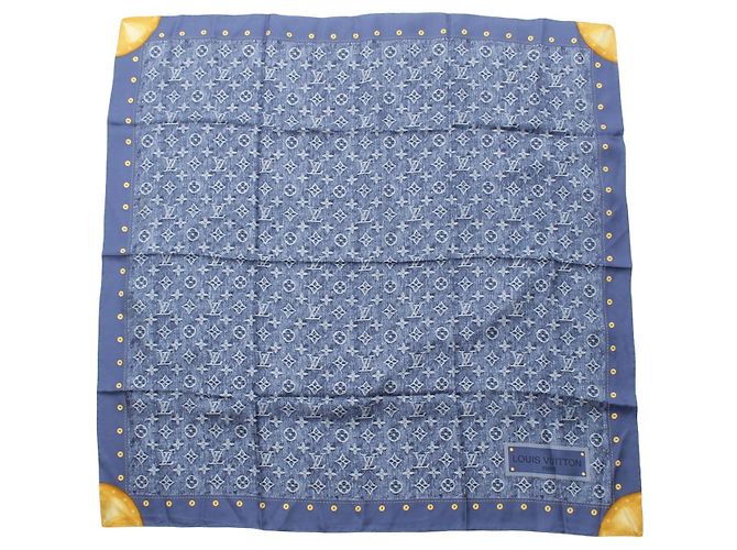 Louis Vuitton Blauer Monogram Denim Seidenschal