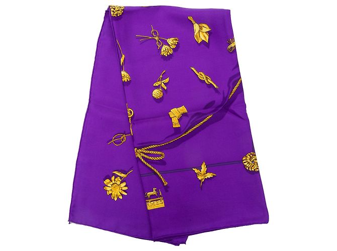 Hermès Purple Clips Seidentuch 90 Lila Dunkelviolett