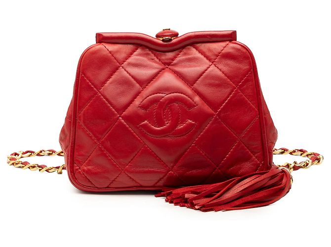 Chanel Red CC gesteppte Lammleder Frame Gürteltasche Rot