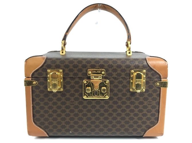 Céline CELINE Vintage Macadam Logo Makeup Box Brown