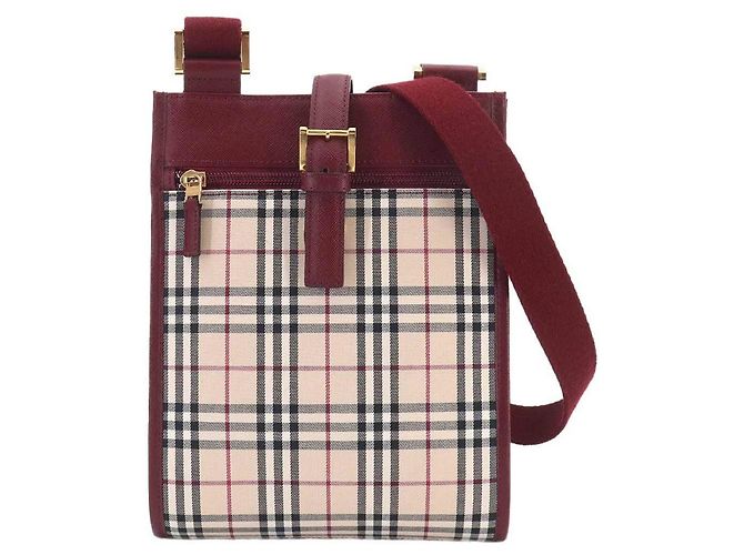 Borsa a tracolla Burberry Nova Check Beige Bordò