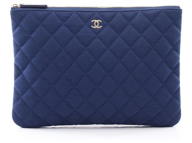 Sac à main pochette Chanel Matelassé Second Bag Bleu