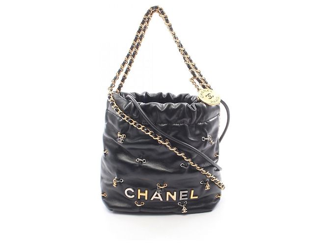 Bolsa de Ombro 2-Way Chanel CHANEL 22 Mini com Ferragens Combinadas Preto