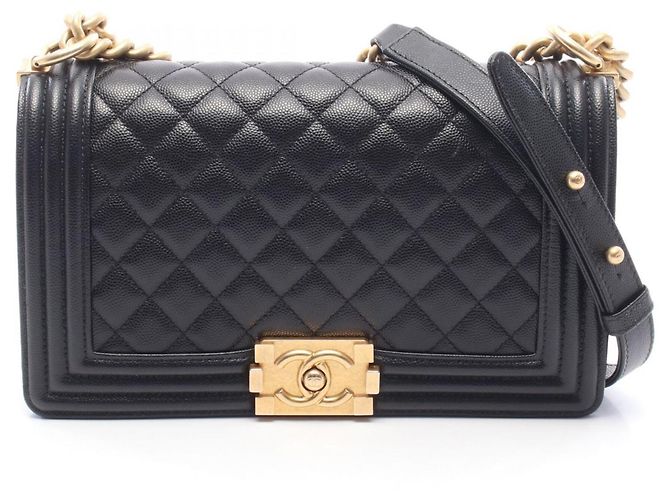 Le Boy Bolsa de Ombro Chanel Boy em Pele de Bezerro Grão Preto