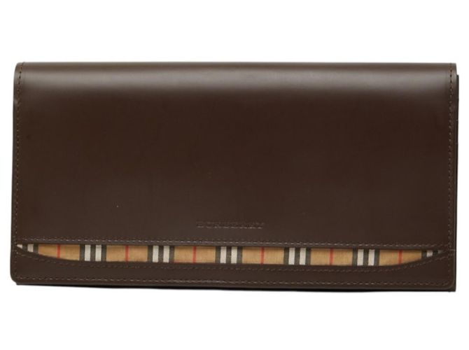Burberry Nova Check Long Wallet in Brown Leather