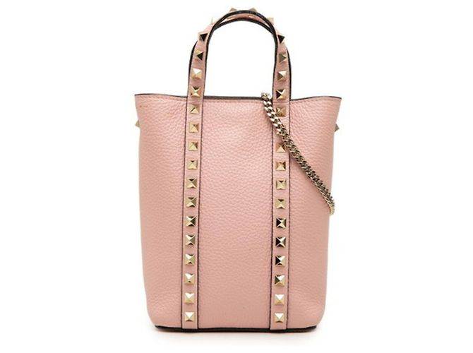 Mini bolso Valentino Rockstud con cadena Rosa Dorado
