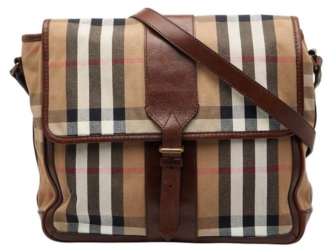 Sac Messenger Burberry Nova Check Marron