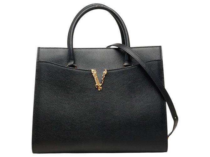Versace Virtus Handbag Shoulder Bag Black