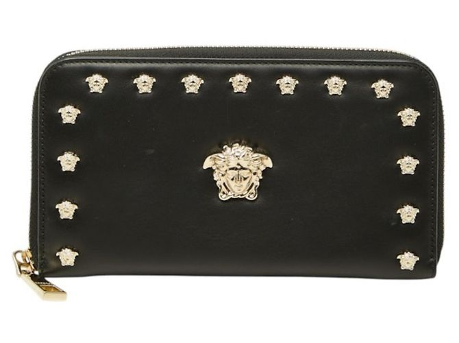 Versace Medusa Round Zip Long Wallet Black