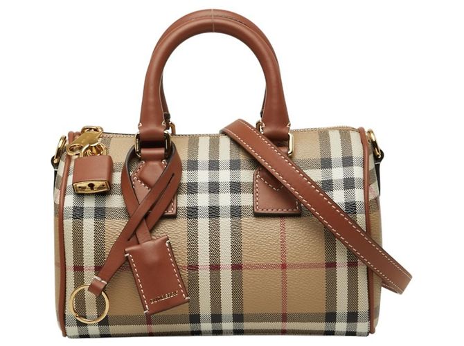 Borsa Mini Bowling Burberry Nova Check Marrone