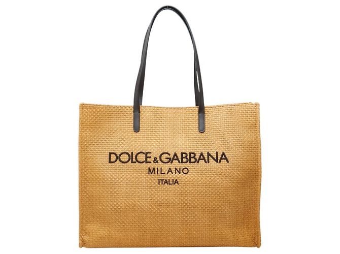 Saco Tote Dolce & Gabbana em ráfia e couro castanho Marrom