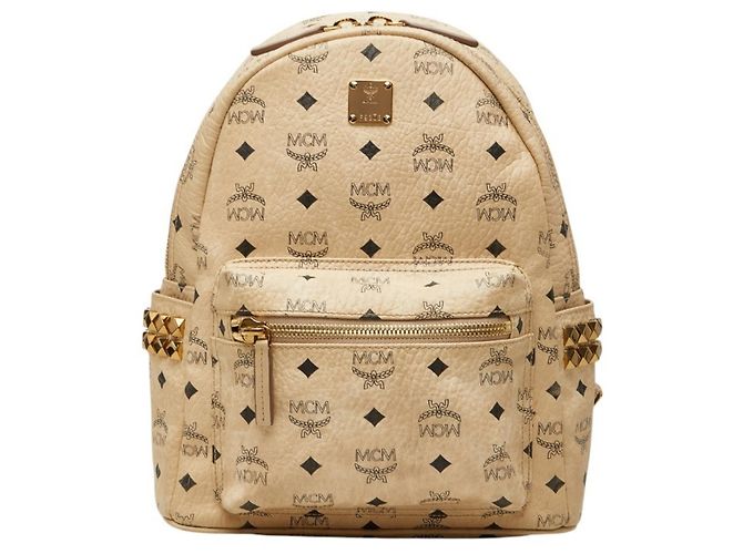 Zaino borchiato MCM Visetos Logogram Beige