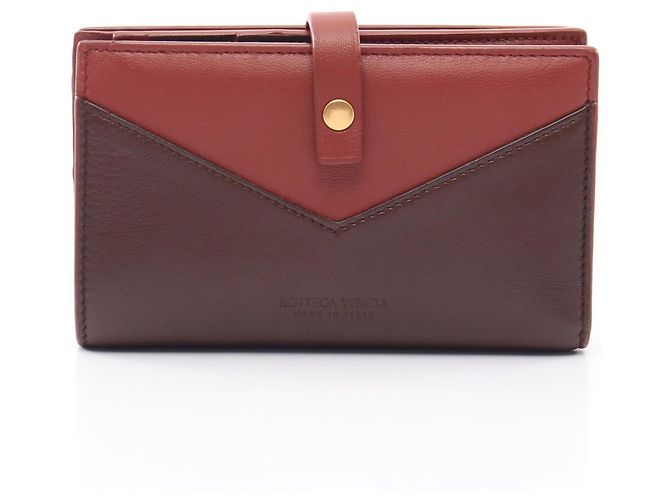Cartera bi-fold Bottega Veneta Castaño Burdeos