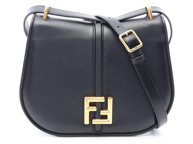 Bolsa de ombro média Fendi Camon Preto