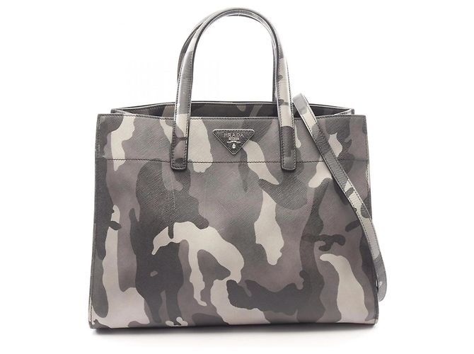 Bolso de mano 2-Way Prada Saffiano Soft Castaño Multicolor