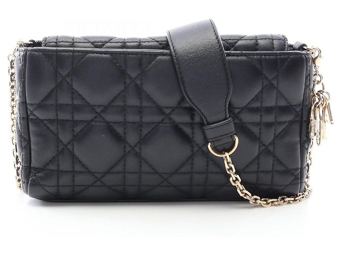 Borsa a tracolla Christian Dior Cannage Nero