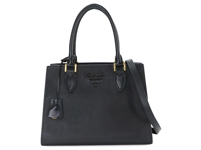 Sac à main Prada en cuir Saffiano noir