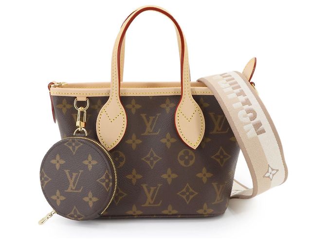 Saco Louis Vuitton Neverfull BB Monogram Marrom Bege Monograma