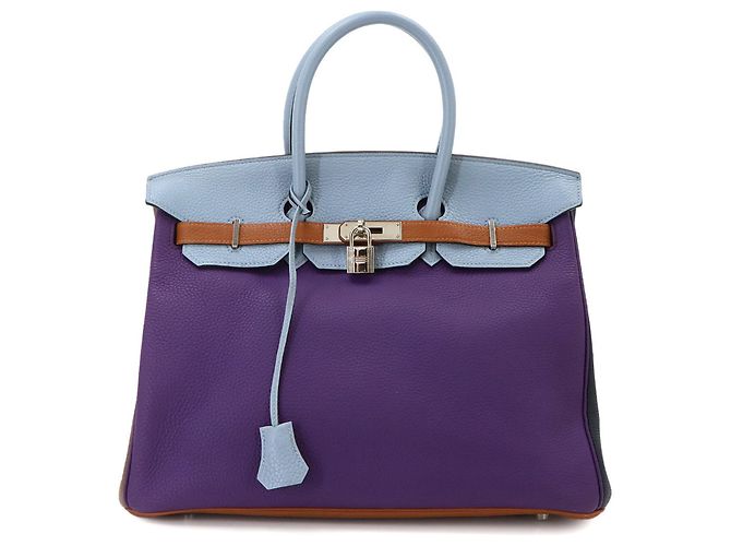 Hermès Sac à main Hermes Birkin 35 Arlequin Bleu Gris Taupe