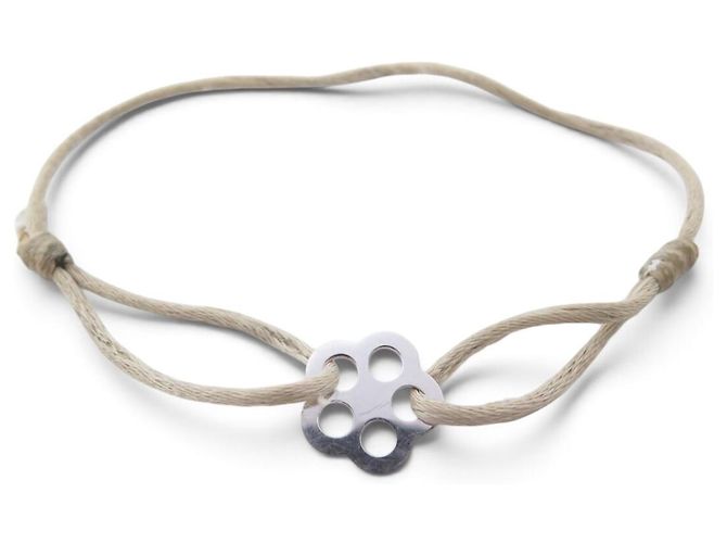 BRACCIALE DINH VAN CORDON FLEUR BUBBLES ORO BIANCO 18K 1.6GR + 5 CORDINI Argento