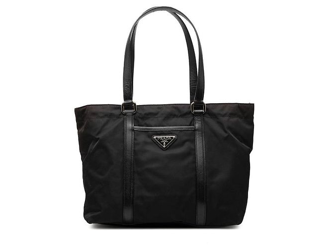 Prada Triangle Logo Tote Schwarz