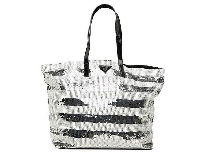 Saco Tote Prada Logo Branco Esmalte