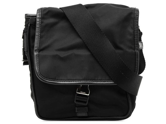 Borsa a tracolla Prada con logo triangolare Nero