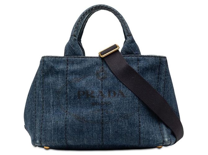 Borsa Prada Canapa in denim blu