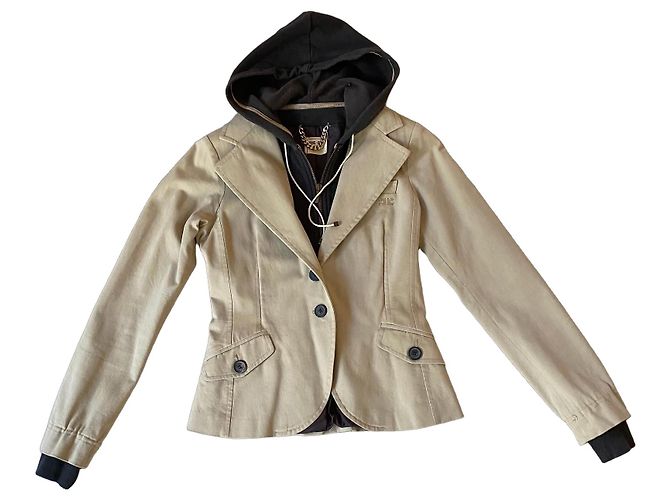 Autre Marque Blazer Celyn b. in misto cotone beige con cappuccio rimovibile Nero