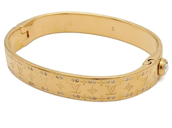 Bracelet Rigide Louis Vuitton Nanogram Strass Doré