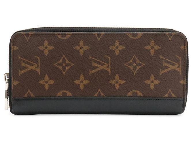 Louis Vuitton Monogram Macassar Zippy Long Wallet Brown Black