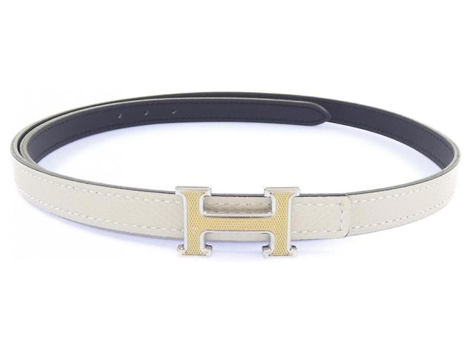 Hermès Cinto Reversível Hermes Mini 5382 13mm Preto Branco