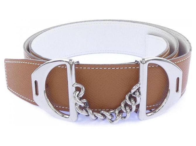 Hermès Belt Brown White