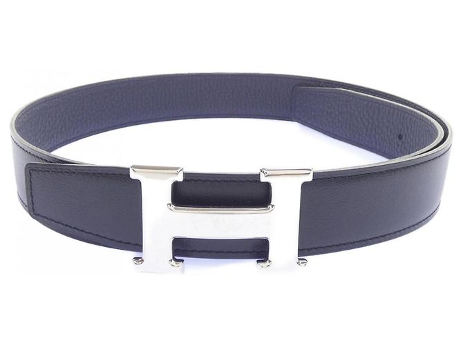 Hermès Hermes H 32mm Wendelgürtel Schwarz Marineblau