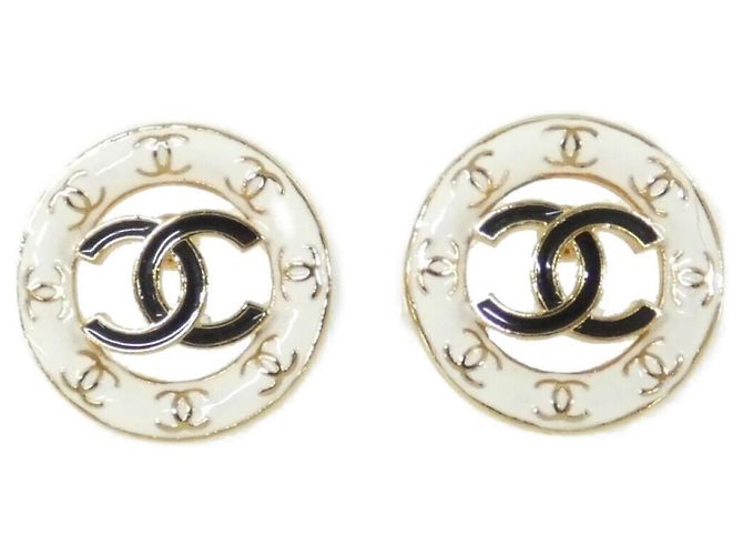 Orecchini a lobo Chanel ABC998 Nero Bianco D'oro