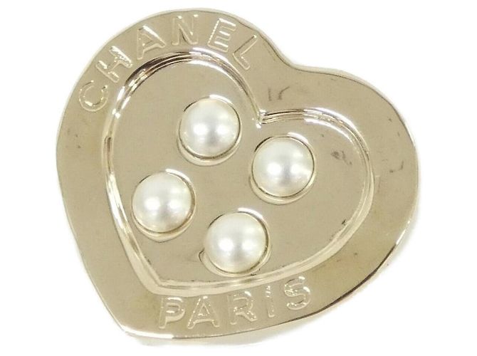 Broche Chanel Dorado y Blanco