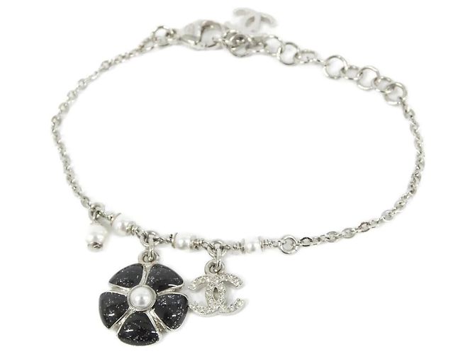 Pulseira com pingentes Chanel ABG891 Preto Prata Branco