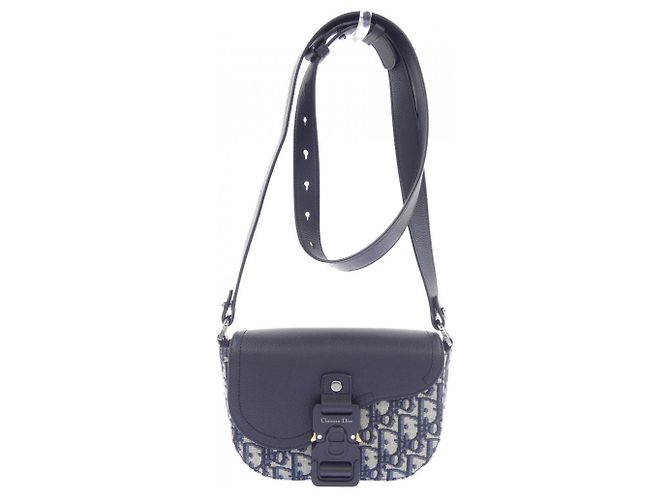 Bolsa Messenger com aba Christian Dior Dior SADDLE Preto Bege Azul marinho