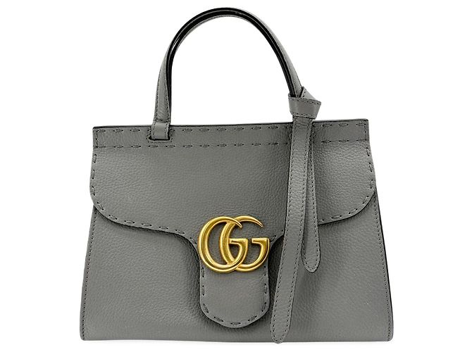 Gucci GG Marmont Animalier Top Handle Leather Medium Marrom