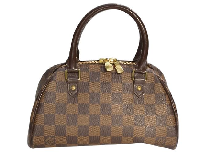 Bowling Louis Vuitton Ribera Mini Handtasche Damier Ebene Braun Monogramm