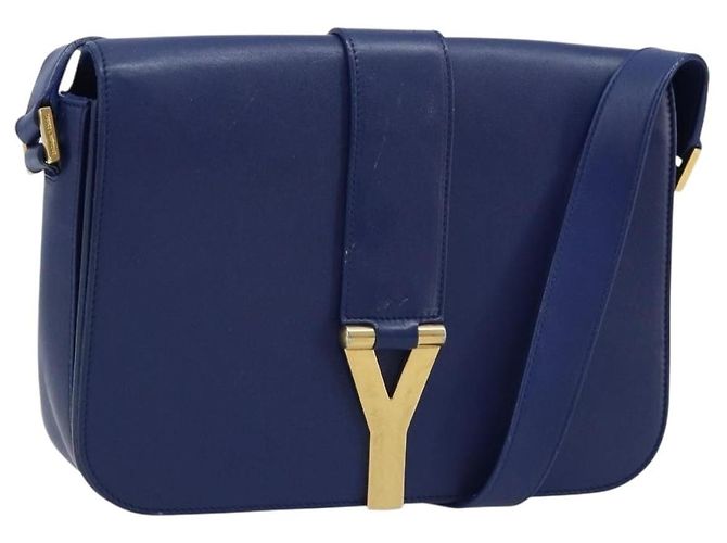 Autre Marque Saint Laurent Chyc Flap Leather Medium Blau