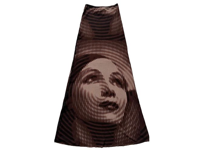 Jean Paul Gaultier "MAILLE" Falda Maxi de Malla Marlene Dietrich Castaño