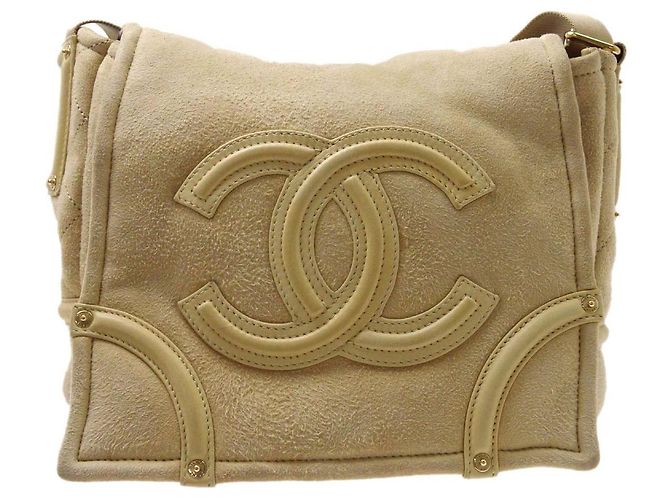 Chanel CC Messenger Suede Medium Bege