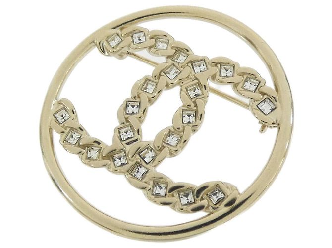 Chanel Clear and Gold Brosche Golden