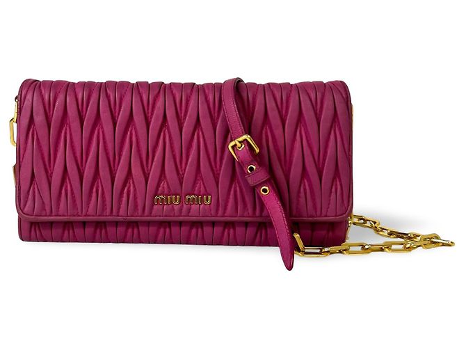 Miu Miu Shoulder Matelasse Leather mini Rose