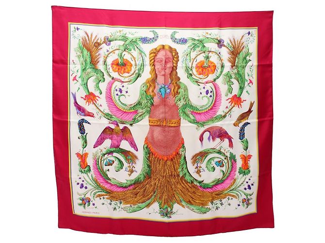 Hermès Lenço Hermes Carre 90 CERES Rosa Multicor