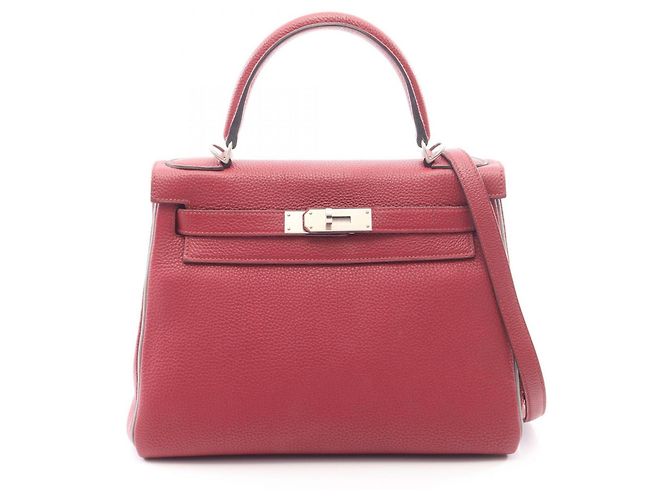 Hermès Borsa Hermes Kelly 28 Marrone Rosso Bordò
