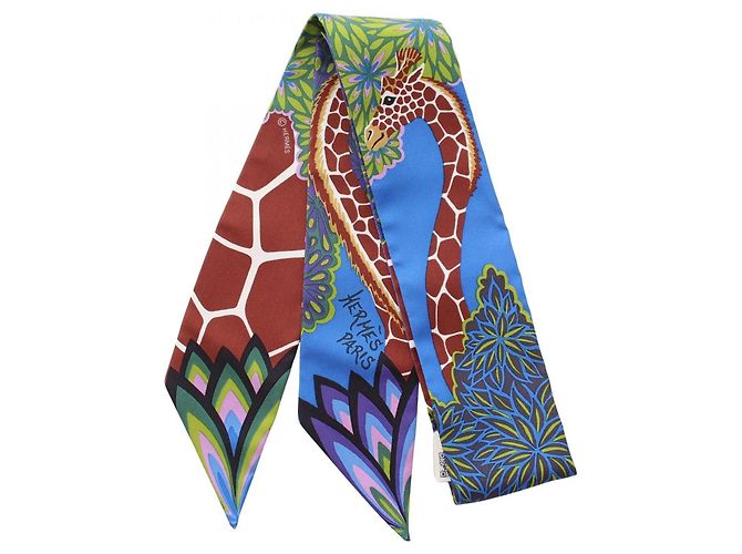 Hermès Foulard Hermes Twilly THE THREE GRACES Marrone Blu Multicolore