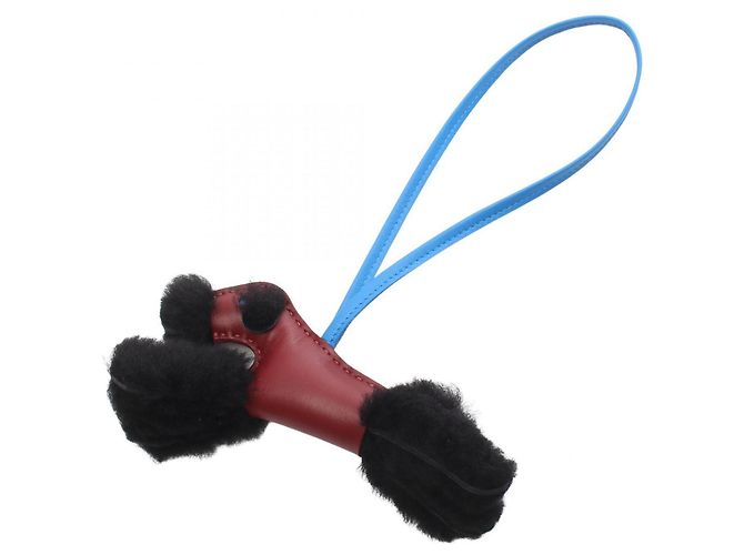 Charm per borsa Hermès Nero Rosso Pelle di Agnello Bordò